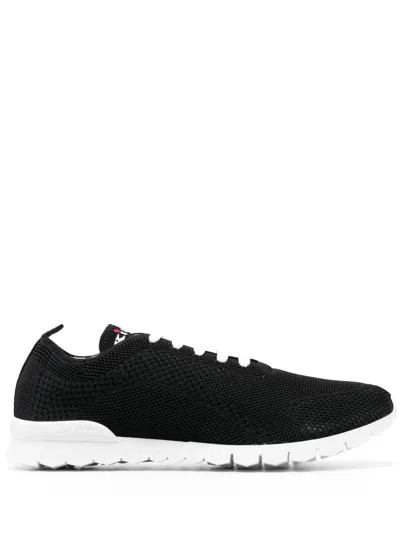 Kiton Logo-embroidered Cotton-blend Sneaker In Black