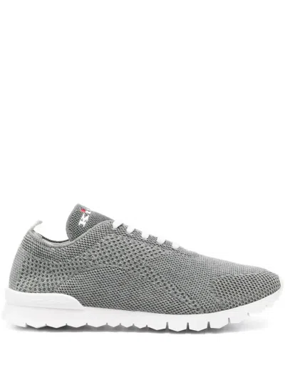 Kiton Logo-embroidered Mesh Sneaker In Grey