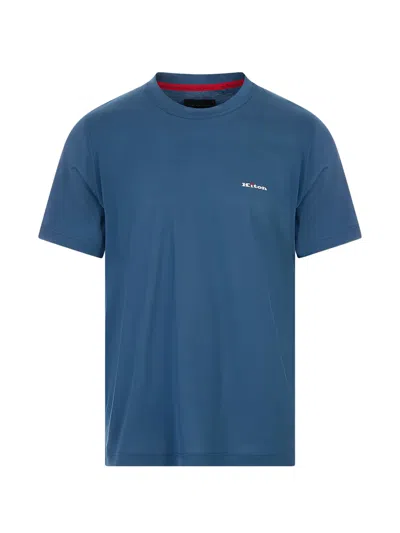 Kiton Logo-embroidered T-shirt In Blue