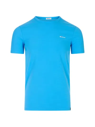 Kiton Logo-embroidered T-shirt In Blue