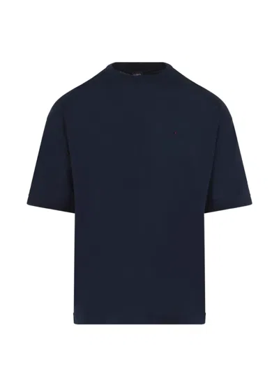 Kiton Cotton Crew-neck Short-sleeve T-shirt In Blue