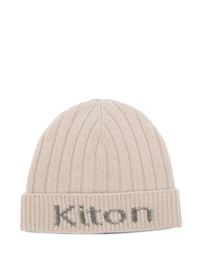 Kiton Logo-intarsia Ribbed Beanie Hat In Neutral