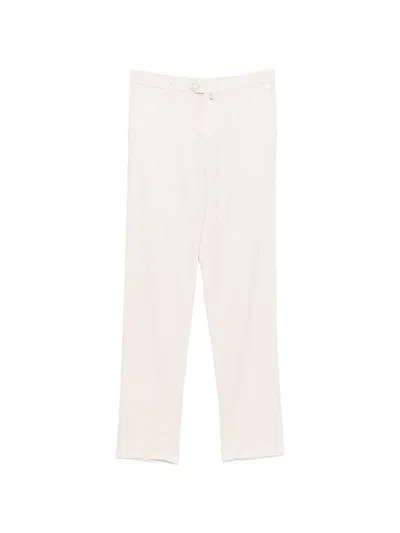 Kiton Logo-patch Button-fastening Trousers In Neutral