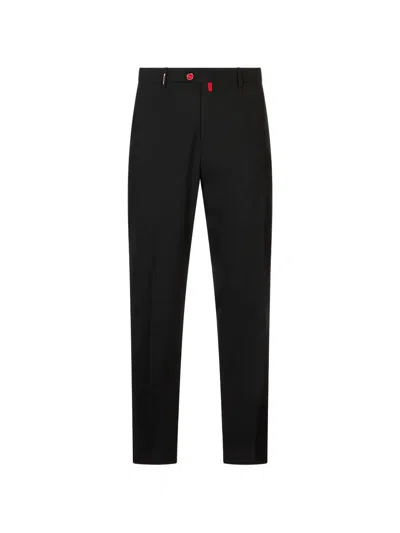 Kiton Logo-patch Elasticated-waistband Trousers In Black