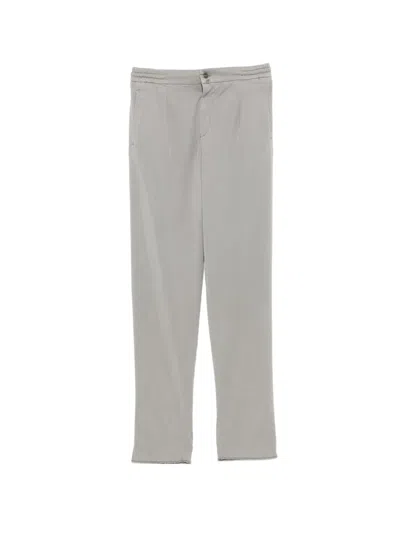 Kiton Logo-patch Pleated Trousers In Gray