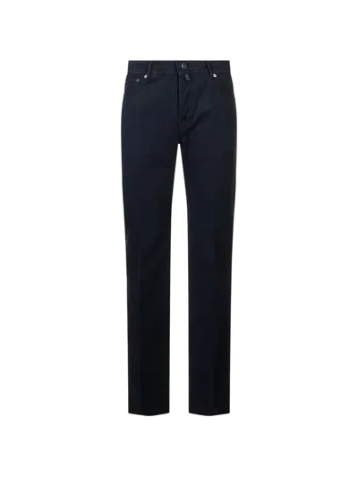 Kiton Logo-patch Straight-leg Trousers In Blue