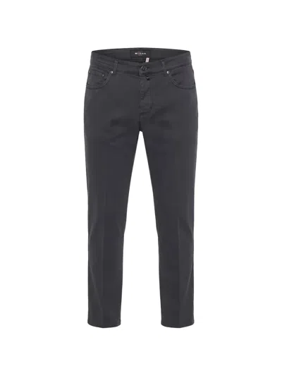 Kiton Logo-patch Straight-leg Trousers In Gray