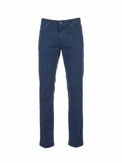 Kiton Logo-patch Trousers In Blue