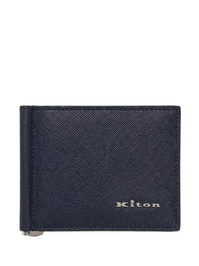 Kiton Logo-plaque Bifold Wallet In Blue