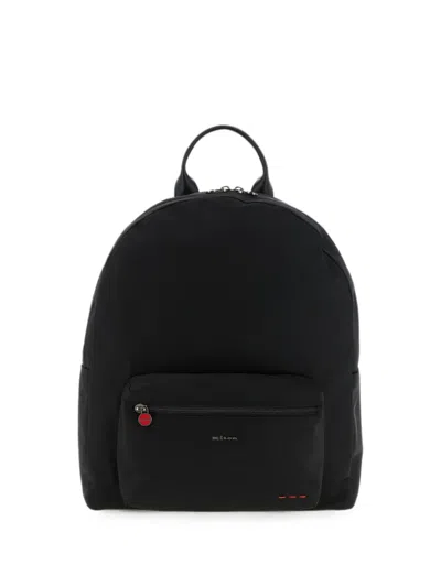 Kiton Logo-plaque Front-pocket Backpack In Black