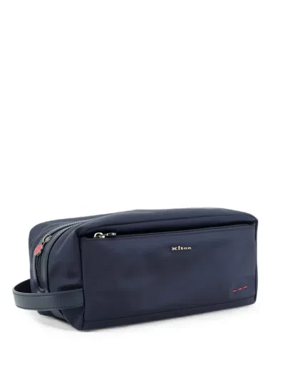 Kiton Logo-plaque Side-handle Clutch Bag In Blue