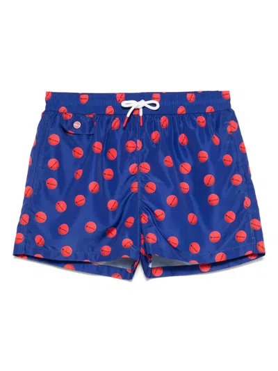 Kiton Logo-print Swim Shorts In Blue