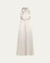 Kiton Long Printed Silk Sleeveless Dress With Scarf In Lt Blu Mult