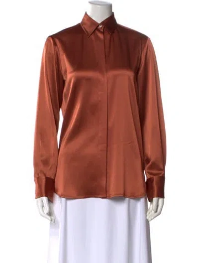 Pre-owned Kiton Long Sleeve Button-up Top In Orange