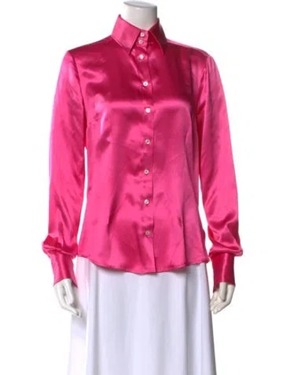 Pre-owned Kiton Long Sleeve Button-up Top In Pink