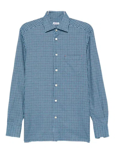Kiton Long-sleeve Checked Shirt In Blue