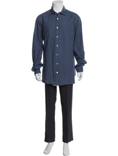 Pre-owned Kiton Long Sleeve Denim Shirt In Blue