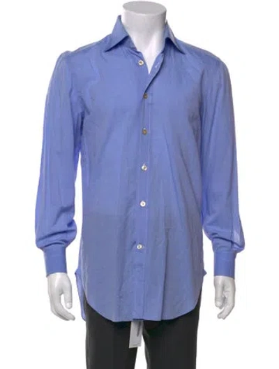Pre-owned Kiton Long Sleeve Dress Shirt In Blue