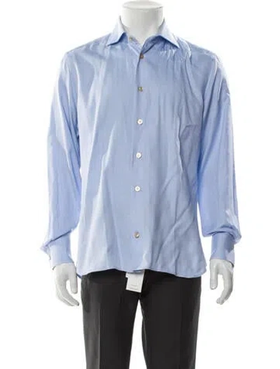 Pre-owned Kiton Long Sleeve Dress Shirt In Blue