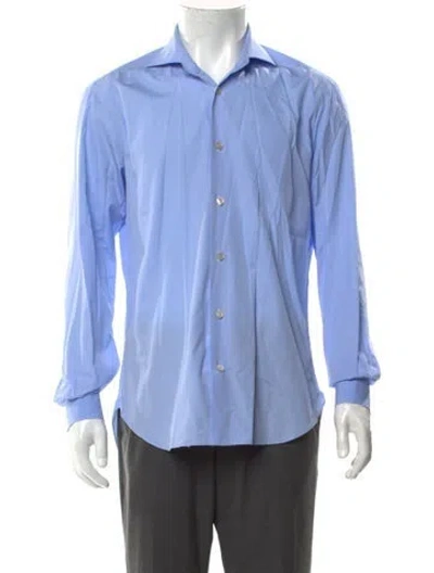 Pre-owned Kiton Long Sleeve Dress Shirt In Blue