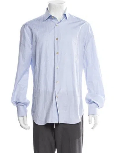 Pre-owned Kiton Long Sleeve Dress Shirt In Blue