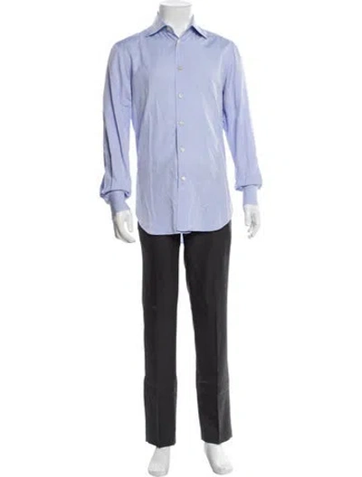 Pre-owned Kiton Long Sleeve Dress Shirt In Blue
