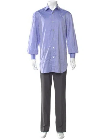 Pre-owned Kiton Long Sleeve Dress Shirt In Blue