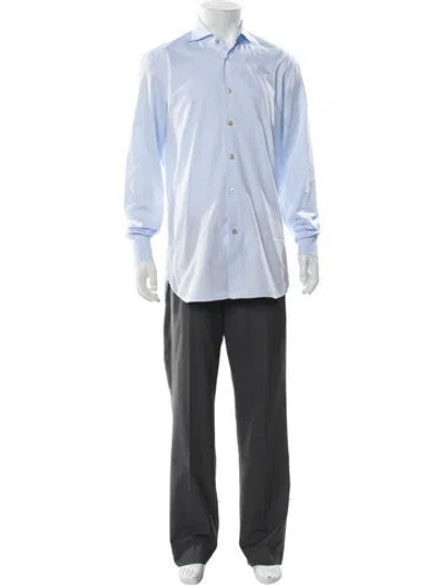 Pre-owned Kiton Long Sleeve Dress Shirt In Blue