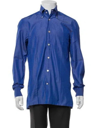 Pre-owned Kiton Long Sleeve Dress Shirt In Blue