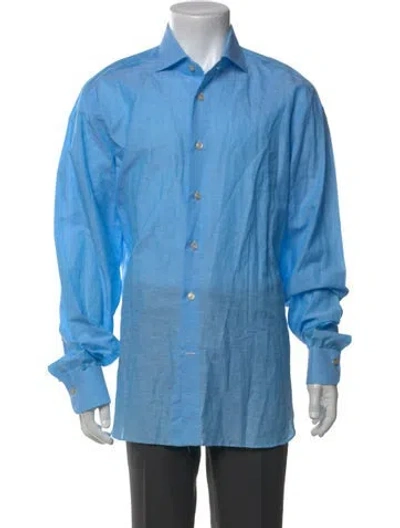 Pre-owned Kiton Long Sleeve Dress Shirt In Blue