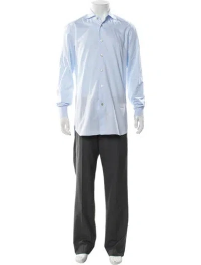 Pre-owned Kiton Long Sleeve Dress Shirt In Blue