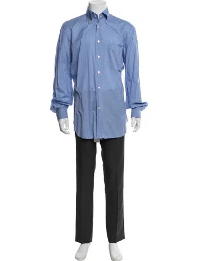 Pre-owned Kiton Long Sleeve Dress Shirt In Blue