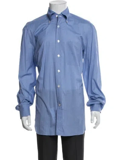 Pre-owned Kiton Long Sleeve Dress Shirt In Blue
