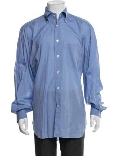Pre-owned Kiton Long Sleeve Dress Shirt In Blue