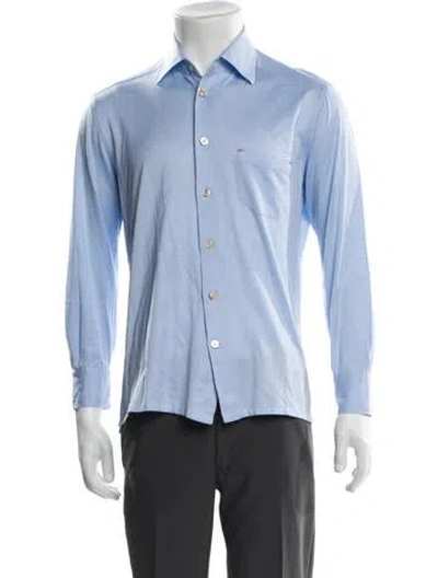 Pre-owned Kiton Long Sleeve Dress Shirt In Blue