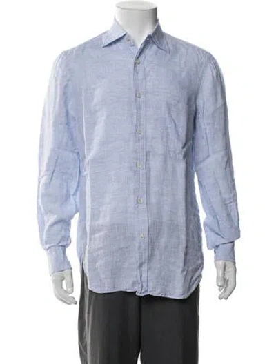 Pre-owned Kiton Long Sleeve Dress Shirt In Blue