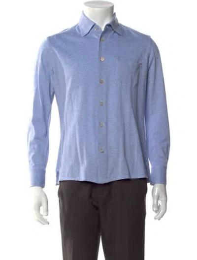 Pre-owned Kiton Long Sleeve Dress Shirt In Blue