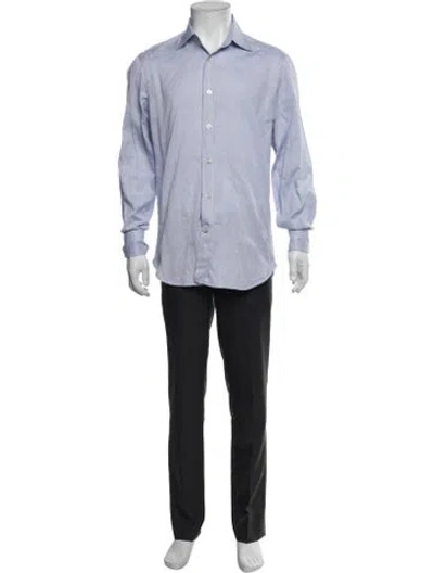 Pre-owned Kiton Long Sleeve Dress Shirt In Blue
