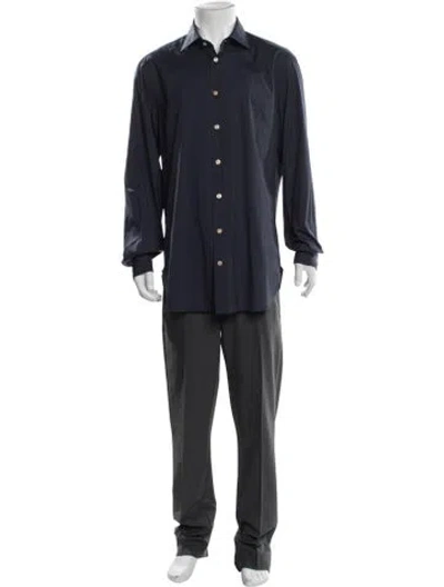 Pre-owned Kiton Long Sleeve Dress Shirt In Blue