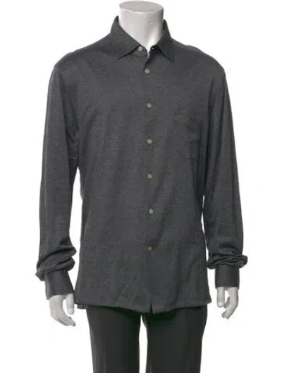 Pre-owned Kiton Long Sleeve Dress Shirt In Gray