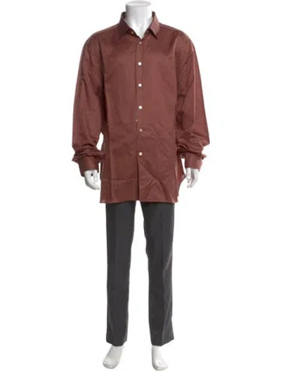 Pre-owned Kiton Long Sleeve Dress Shirt In Orange