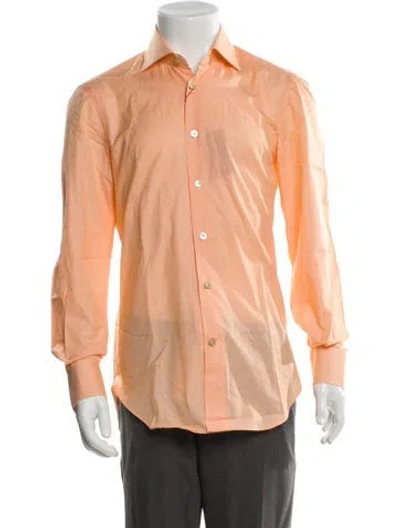 Pre-owned Kiton Long Sleeve Dress Shirt W/ Tags In Orange