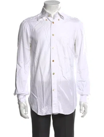 Pre-owned Kiton Long Sleeve Dress Shirt In White
