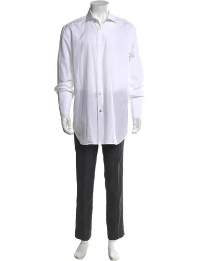Pre-owned Kiton Long Sleeve Dress Shirt In White