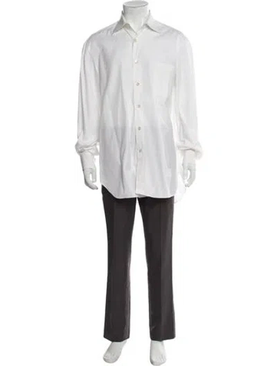 Pre-owned Kiton Long Sleeve Dress Shirt In White