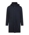 Kiton Polyester Coat With Standing Collar And Hidden Hood In Black