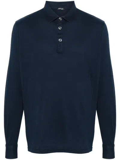 Kiton Long-sleeve Jersey Polo Shirt In Blue