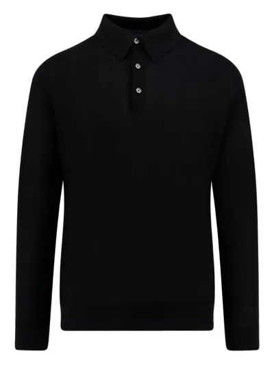 Kiton Long-sleeve Polo Shirt In Black