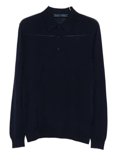 Kiton Long-sleeve Polo Shirt In Black
