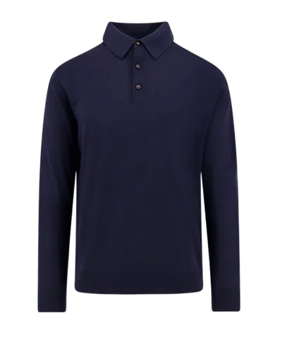 Kiton Long Sleeve Polo Shirt In Blue